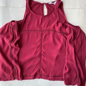 Lovers + Friends Maroone Cold Shoulder Cloud Break Blouse Size Small